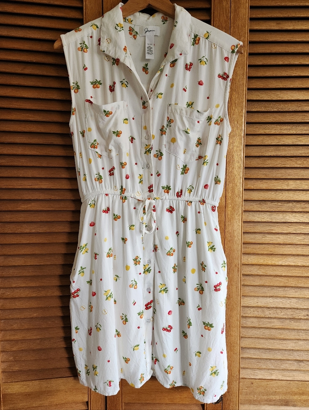 Jasper White Sleeveless Cherry & Lemon Print Shirt Dress